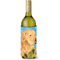 Golden Retriever in Summer Flowers Wine Bottle Beverage Insulator Beverage Insulator Hugger