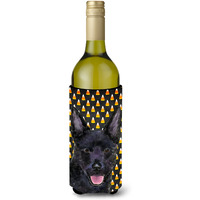 Australian Kelpie Candy Corn Halloween Portrait Wine Bottle Beverage Insulator Beverage Insulator Hugger