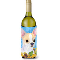Chihuahua in Summer Flowers Wine Bottle Beverage Insulator Beverage Insulator Hugger SS4243LITERK