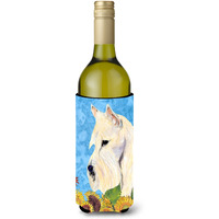 Scottish Terrier in Summer Flowers Wine Bottle Beverage Insulator Beverage Insulator Hugger SS4164LITERK