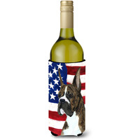 USA American Flag with Boxer Wine Bottle Beverage Insulator Beverage Insulator Hugger SS4035LITERK