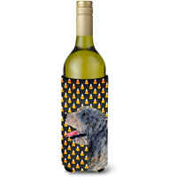 Irish Wolfhound Candy Corn Halloween Portrait Wine Bottle Beverage Insulator Beverage Insulator Hugger