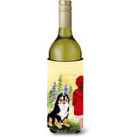 Little Girl with her Bernese Mountain Dog Wine Bottle Beverage Insulator Beverage Insulator Hugger