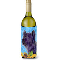 Skye Terrier in Summer Flowers Wine Bottle Beverage Insulator Beverage Insulator Hugger