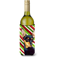 Min Pin Candy Cane Holiday Christmas Wine Bottle Beverage Insulator Beverage Insulator Hugger