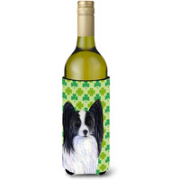 Papillon St. Patrick's Day Shamrock  Wine Bottle Beverage Insulator Beverage Insulator Hugger
