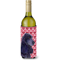 Black Cocker Spaniel Hearts Love Valentine's Day Wine Bottle Beverage Insulator Beverage Insulator Hugger