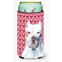 Pit Bull Hearts Love and Valentines Day Portrait  Tall Boy Beverage Insulator Beverage Insulator Hugger
