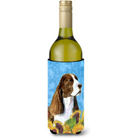 Springer Spaniel in Summer Flowers Wine Bottle Beverage Insulator Beverage Insulator Hugger