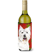 Westie  Snowflakes Holiday Christmas Wine Bottle Beverage Insulator Beverage Insulator Hugger