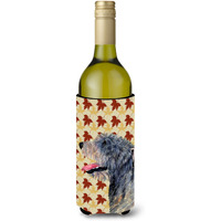 Irish Wolfhound Fall Leaves Portrait Wine Bottle Beverage Insulator Beverage Insulator Hugger