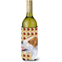 Jack Russell Terrier Fall Leaves Portrait Wine Bottle Beverage Insulator Beverage Insulator Hugger