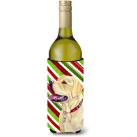 Labrador Candy Cane Holiday Christmas Wine Bottle Beverage Insulator Beverage Insulator Hugger