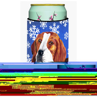 Beagle Winter Snowflakes Holiday  Tall Boy Beverage Insulator Beverage Insulator Hugger