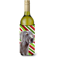 Weimaraner Candy Cane Holiday Christmas Wine Bottle Beverage Insulator Beverage Insulator Hugger