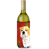 Bulldog English Holiday Christmas Wine Bottle Beverage Insulator Beverage Insulator Hugger