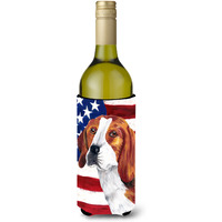 USA American Flag with Beagle Wine Bottle Beverage Insulator Beverage Insulator Hugger