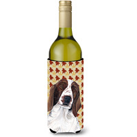 Welsh Springer Spaniel Fall Leaves Portrait Wine Bottle Beverage Insulator Beverage Insulator Hugger