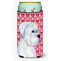 Boxer Hearts Love and Valentines Day Portrait  Tall Boy Beverage Insulator Beverage Insulator Hugger