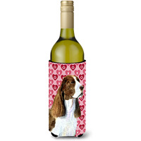 Springer Spaniel Hearts Love Valentine's Day Wine Bottle Beverage Insulator Beverage Insulator Hugger