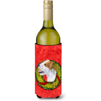 Jack Russell Terrier Cristmas Wreath Wine Bottle Beverage Insulator Beverage Insulator Hugger