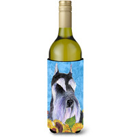Schnauzer in Summer Flowers Wine Bottle Beverage Insulator Beverage Insulator Hugger