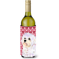 Maltese Hearts Love and Valentine's Day Portrait Wine Bottle Beverage Insulator Beverage Insulator Hugger
