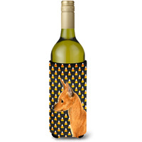 Min Pin Candy Corn Halloween Portrait Wine Bottle Beverage Insulator Beverage Insulator Hugger SS4259LITERK