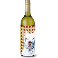 Pit Bull Fall Leaves Portrait Wine Bottle Beverage Insulator Beverage Insulator Hugger