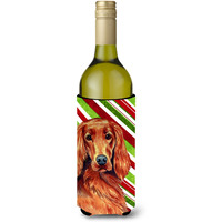 Irish Setter Candy Cane Holiday Christmas Wine Bottle Beverage Insulator Beverage Insulator Hugger
