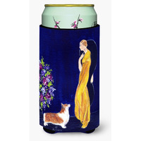 Lady with her Corgi  Tall Boy Beverage Insulator Beverage Insulator Hugger