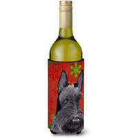 Scottish Terrier Snowflakes Holiday Christmas Wine Bottle Beverage Insulator Beverage Insulator Hugger