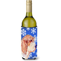 Petit Basset Griffon Vendeen Winter  Holiday Wine Bottle Beverage Insulator Beverage Insulator Hugger