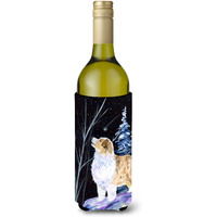Starry Night Australian Shepherd Wine Bottle Beverage Insulator Beverage Insulator Hugger SS8367LITERK