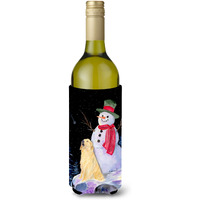 Snowman with Golden Retriever Wine Bottle Beverage Insulator Beverage Insulator Hugger SS8951LITERK