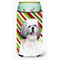 Shih Tzu Candy Cane Holiday Christmas  Tall Boy Beverage Insulator Beverage Insulator Hugger