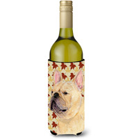 French Bulldog Fall Leaves Portrait Wine Bottle Beverage Insulator Beverage Insulator Hugger SS4371LITERK