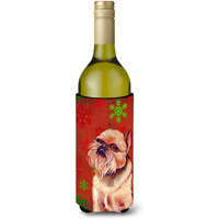 Brussels Griffon    Snowflakes Holiday Christmas Wine Bottle Beverage Insulator Beverage Insulator Hugger