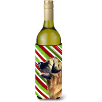 Leonberger Candy Cane Holiday Christmas Wine Bottle Beverage Insulator Beverage Insulator Hugger
