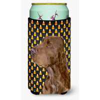 Field Spaniel Candy Corn Halloween Portrait  Tall Boy Beverage Insulator Beverage Insulator Hugger