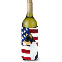 USA American Flag with Basenji Wine Bottle Beverage Insulator Beverage Insulator Hugger SS4041LITERK