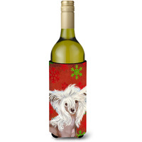 Chinese Crested Snowflakes Holiday Christmas Wine Bottle Beverage Insulator Beverage Insulator Hugger