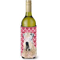 Wheaten Terrier Soft Coated Hearts Love Valentine's Wine Bottle Beverage Insulator Beverage Insulator Hugger