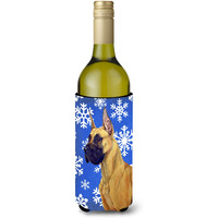 Great Dane Winter Snowflakes Holiday Wine Bottle Beverage Insulator Beverage Insulator Hugger