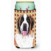 Saint Bernard Fall Leaves Portrait  Tall Boy Beverage Insulator Beverage Insulator Hugger