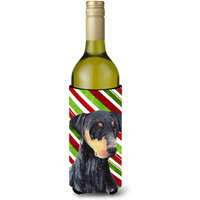 Doberman Candy Cane Holiday Christmas Wine Bottle Beverage Insulator Beverage Insulator Hugger