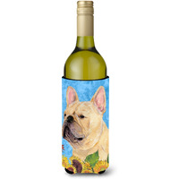 French Bulldog in Summer Flowers Wine Bottle Beverage Insulator Beverage Insulator Hugger