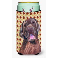Labrador Chocolate Fall Leaves Portrait  Tall Boy Beverage Insulator Beverage Insulator Hugger