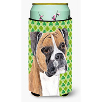 Boxer St. Patricks Day Shamrock Portrait  Tall Boy Beverage Insulator Beverage Insulator Hugger