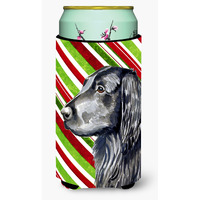 Flat Coated Retriever Candy Cane Holiday Christmas  Tall Boy Beverage Insulator Beverage Insulator Hugger